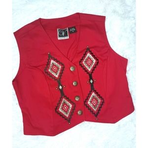 Vintage Denim Red Vest